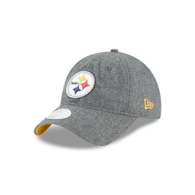 Grey Pittsburgh Steelers Hat - New Era NFL Melton Wool 9TWENTY Adjustable Caps USA6234598